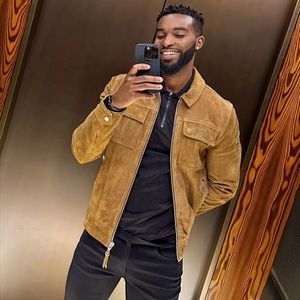 SUPERDRY Suede Leather Jacket - NWT! Beige / Tan Size: Large